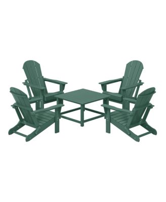 5-Piece HDPE Adirondack Chair Outdoor Patio Square Table Conversation Set