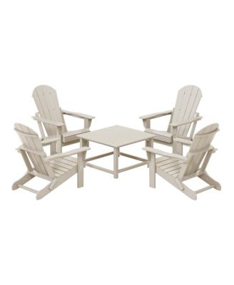 5-Piece HDPE Adirondack Chair Outdoor Patio Square Table Conversation Set