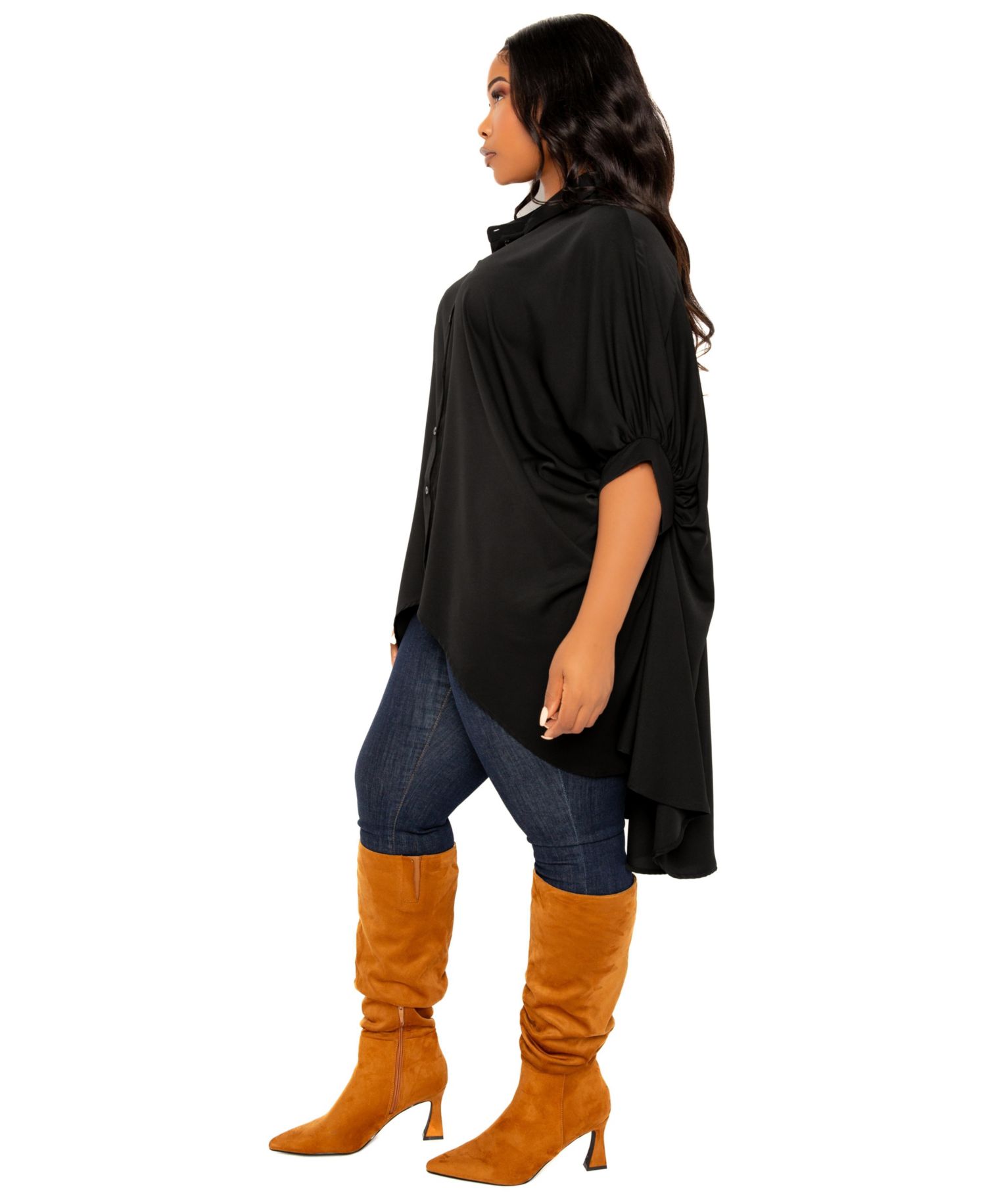 Women's Plus Size Flowy Hi-lo Blouse