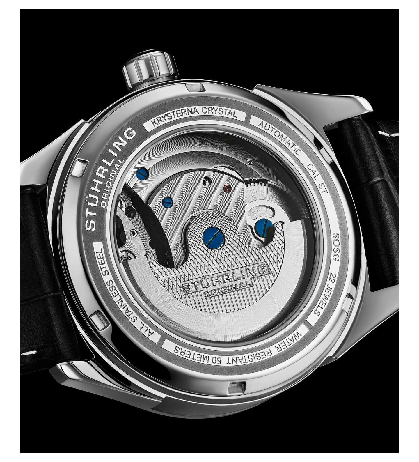 Часы-скелетон Stuhrling Vanguard 1019 с автоподзаводом и двумя часовыми поясами, 42 мм — фото 3