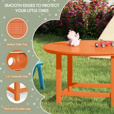 Kids 5-Piece HDPE Outdoor Patio Round Dining Table and Chairs Set