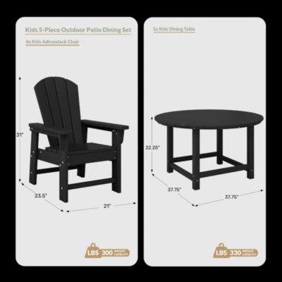 Kids 5-Piece HDPE Outdoor Patio Round Dining Table and Chairs Set