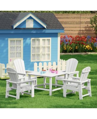 Kids 5-Piece HDPE Outdoor Square Patio Dining Table and Chairs Set