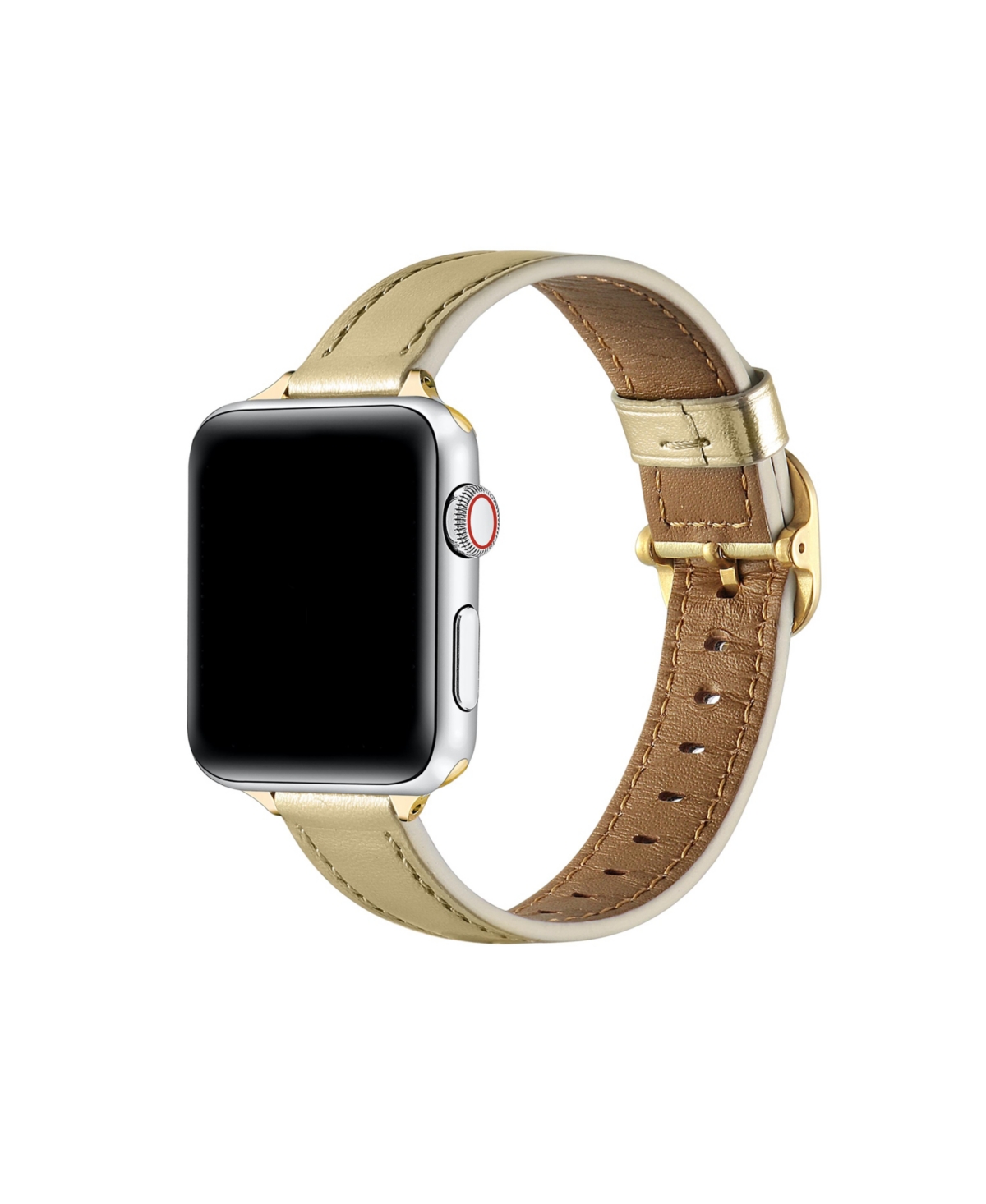 Carmen Metallic Leather Band for Apple Watch, Fits All Apple Watch Models - Gold