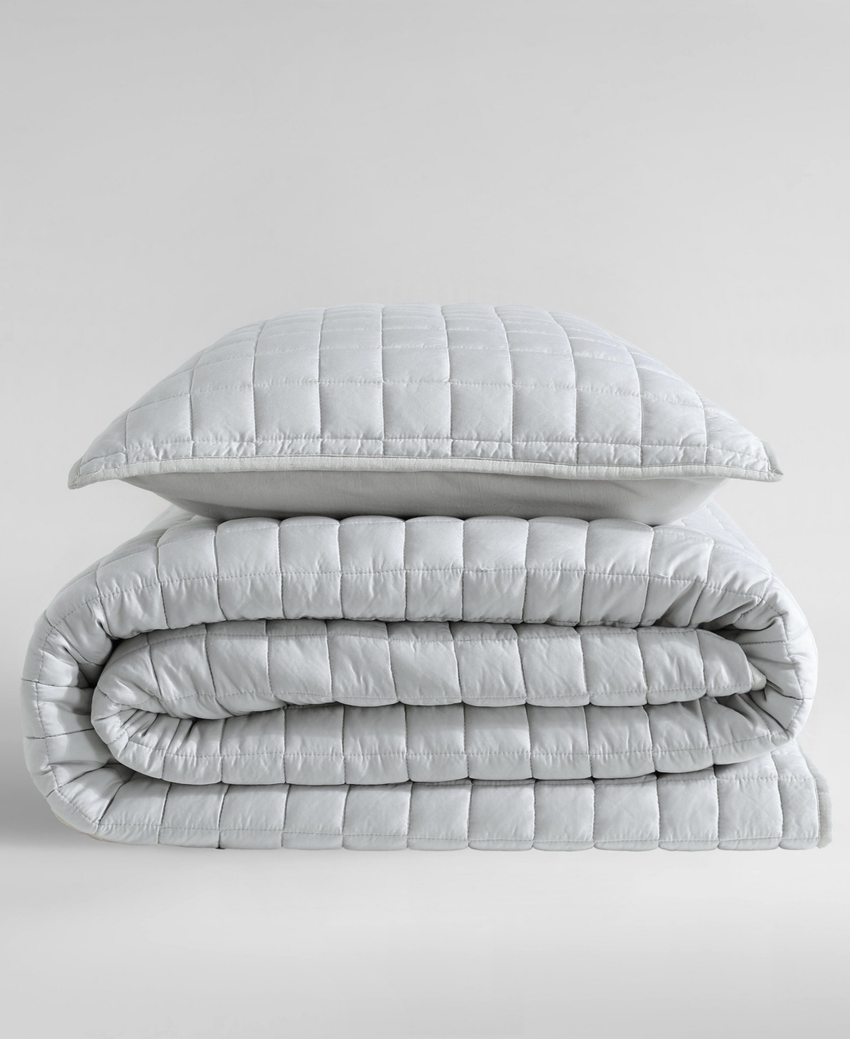 Calvin Klein Lyocell Solid 3-pc. Quilt Set, Queen In Aluminum Gray