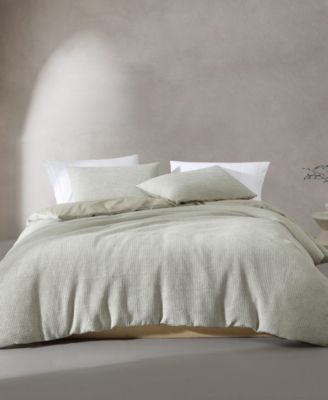 Calvin Klein Microwaffle Melange Comforter Set In Pale Green