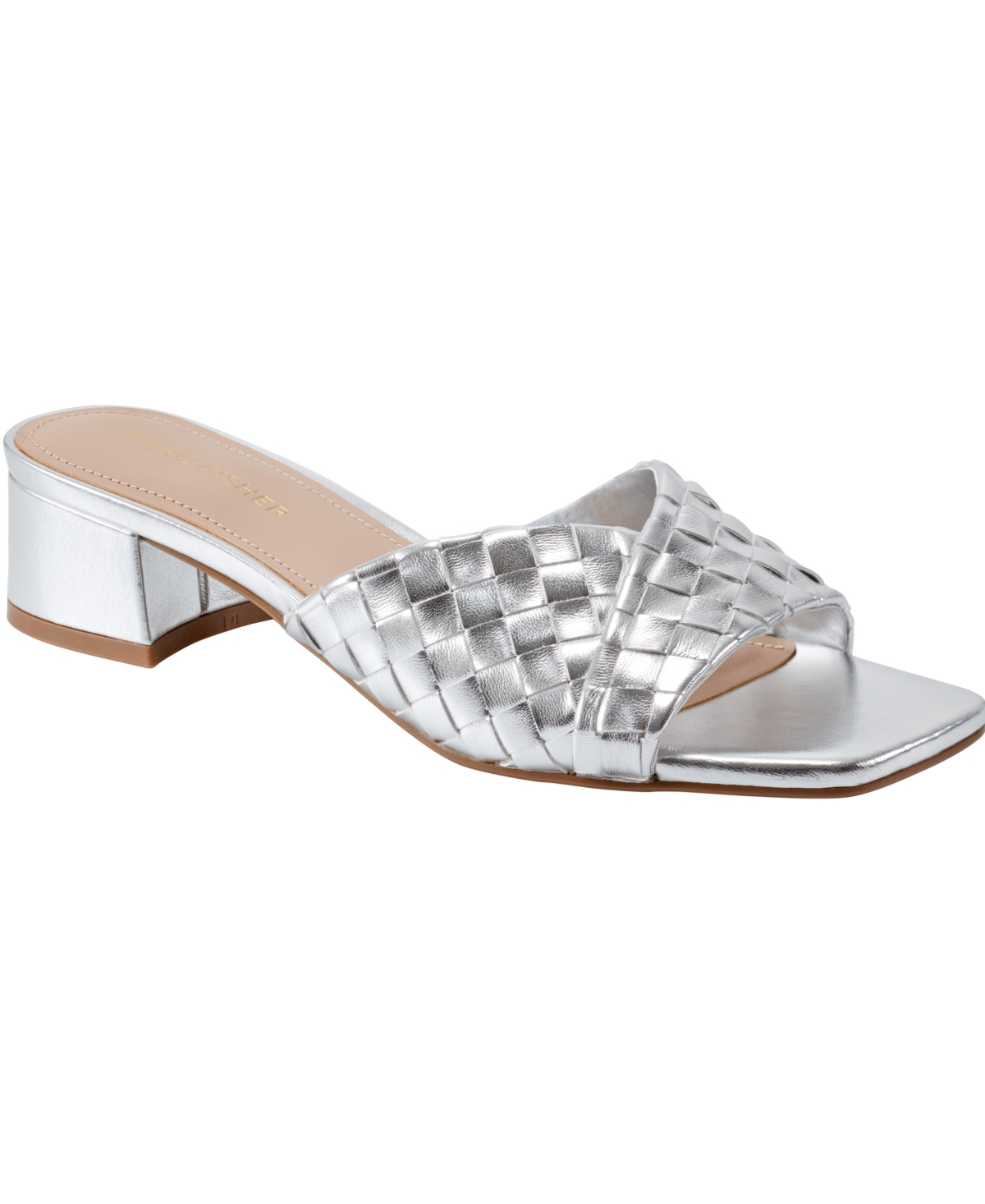 Marc Fisher Women's Coven Woven Slip-on Block Heel Sandals In Silver