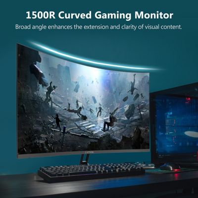 32" 2560 x 1440 QHD 180Hz 1ms 2K Curved Gaming Monitor, HDMI x 2, DP x 2, FreeSync, Support Wall Mount