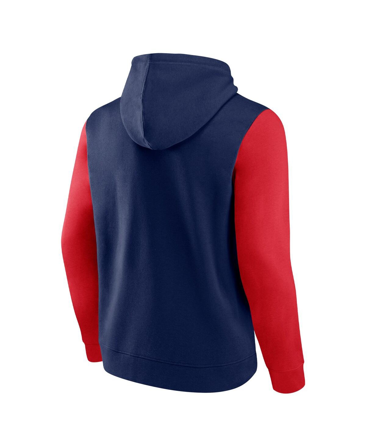 New Era Fanatics Men's Navy/red New Orleans Pelicans Attack Colorblock Pullover Hoodie In Multi