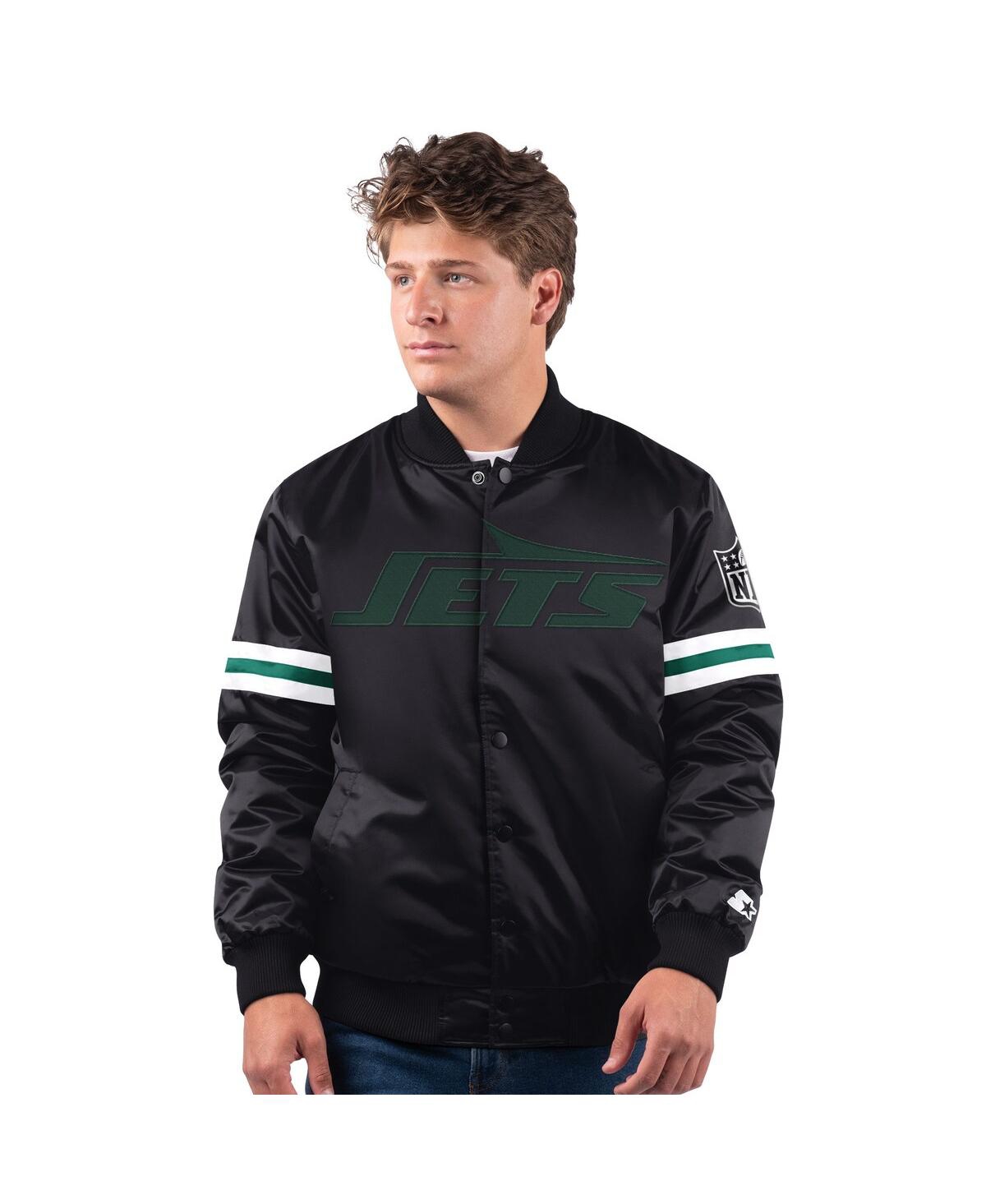 Starter Men's Black New York Jets New Logo Full-snap Jacket In Black,white