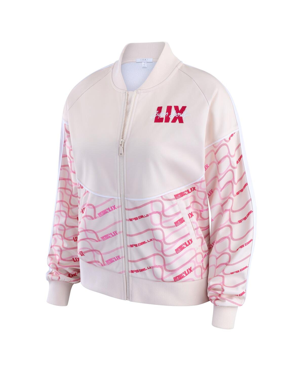 Wear By Erin Andrews Women's Tan Super Bowl Lix Team Print Track Jacket In Tan