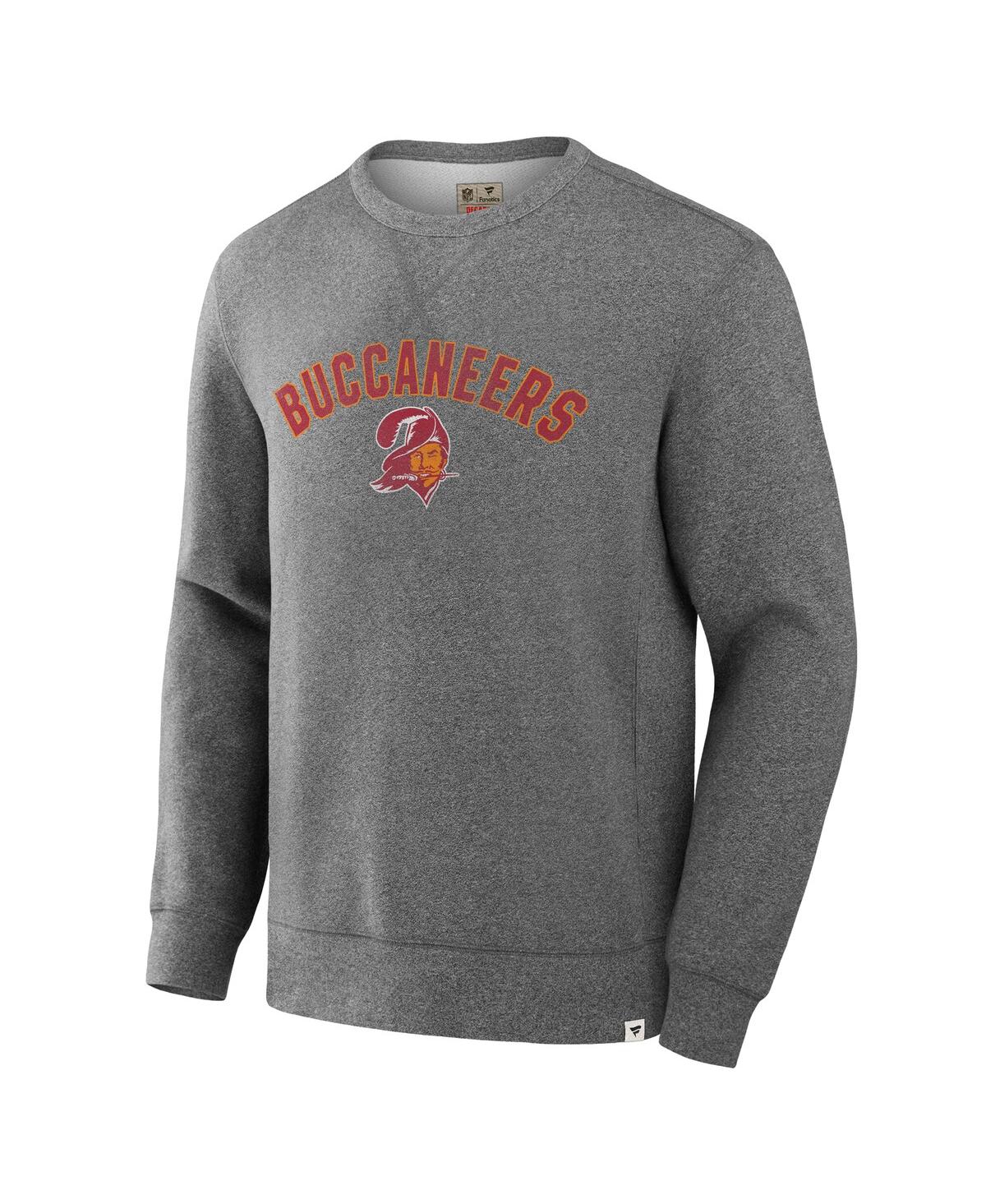Fanatics Men's Heather Gray Tampa Bay Buccaneers Loop Terry Pullover Sweatshirt In Heather Gray