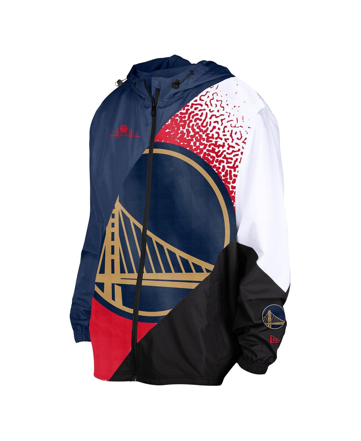 NEW ERA MEN'S NAVY GOLDEN STATE WARRIORS 2024/25 CITY EDITION FULL-ZIP WINDBREAKER JACKET 