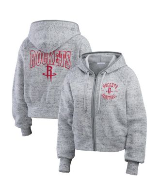 WEAR by Erin Andrews - Women's Heather Gray Houston Rockets Speckled Radiator Full-Zip Hoodie