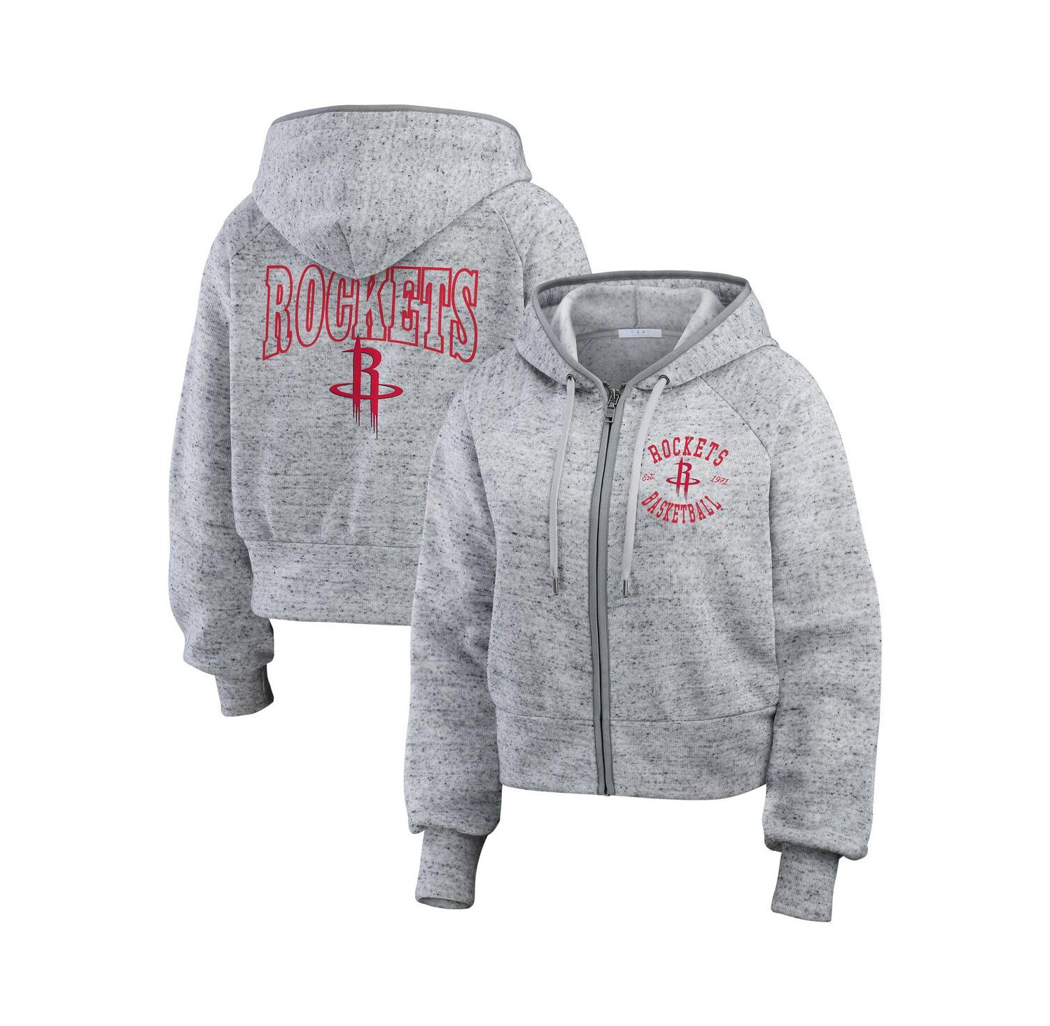Women's Heather Gray Houston Rockets Speckled Radiator Full-Zip Hoodie
