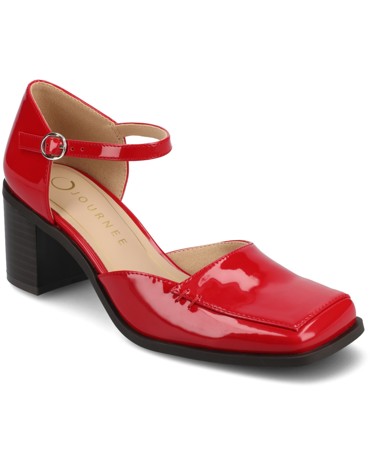 Shop Journee Collection Women's Evangeline Square Toe Pumps In Patent,red