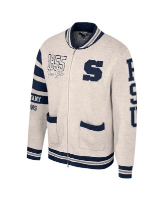 Women's Cream Penn State Nittany Lions Jacquard Full-Zip Sweater
