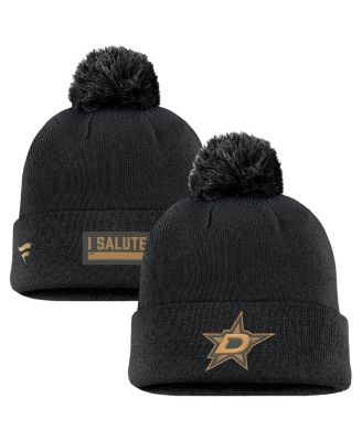Fanatics - Men's Black Dallas Stars Authentic Pro Military Appreciation Cuffed Knit Hat with Pom