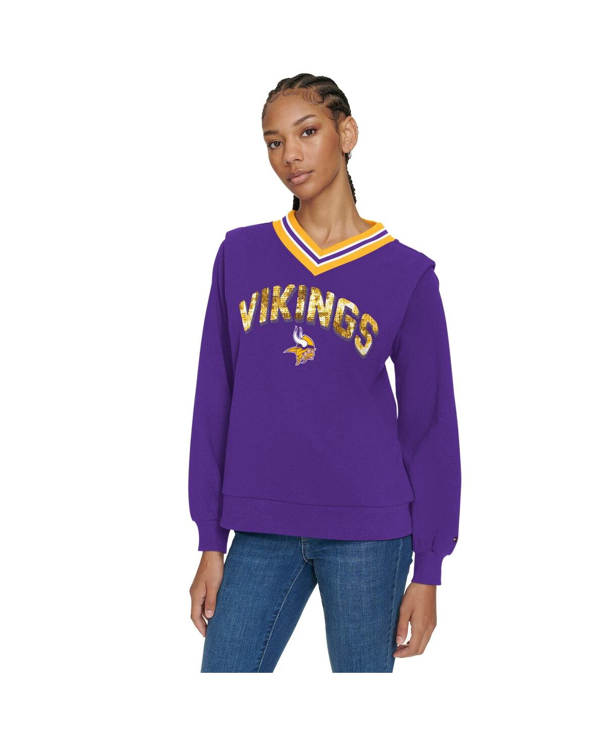 Tommy Hilfiger Women's Purple Minnesota Vikings Alice V-neck Pullover Sweatshirt In Purple