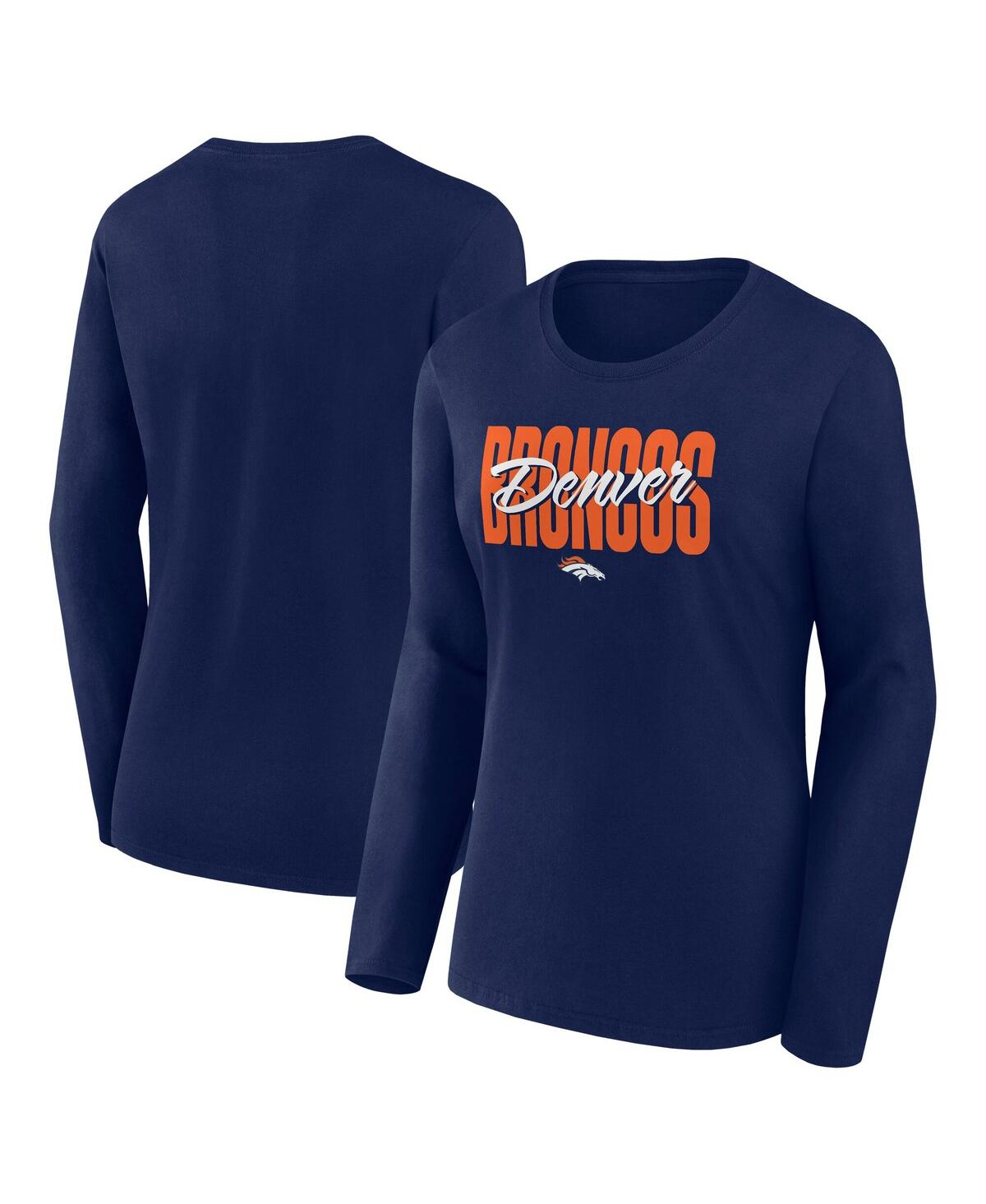 Logo Athletic Women's Navy Denver Broncos Grip Long Sleeve T-shirt In Navy