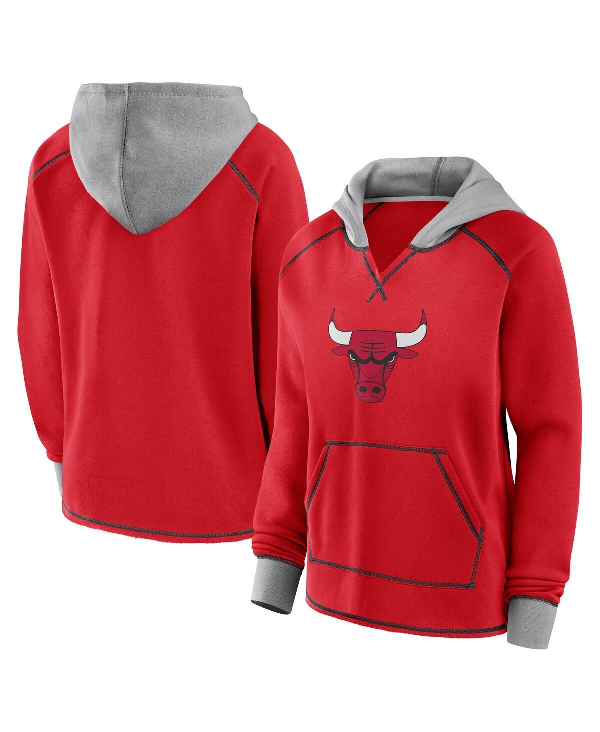 Women's Red Chicago Bulls Boom Pullover Hoodie - Red