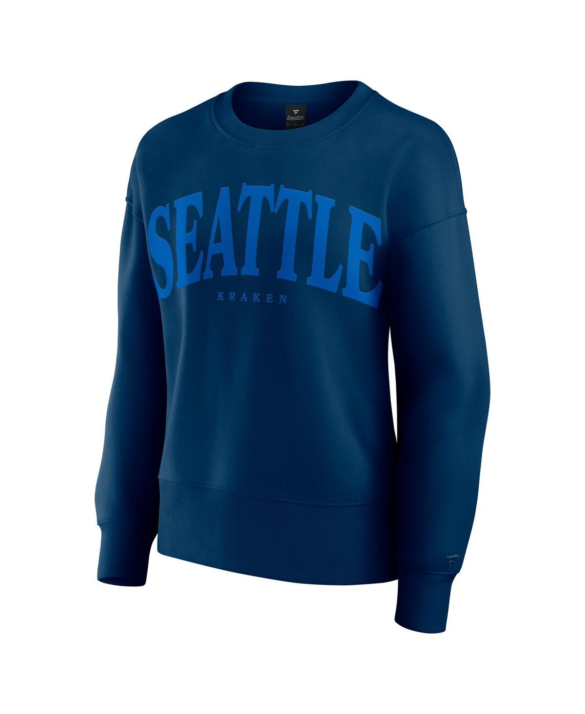 FANATICS WOMEN'S NAVY SEATTLE KRAKEN ELEMENTS FLOW PULLOVER SWEATSHIRT 