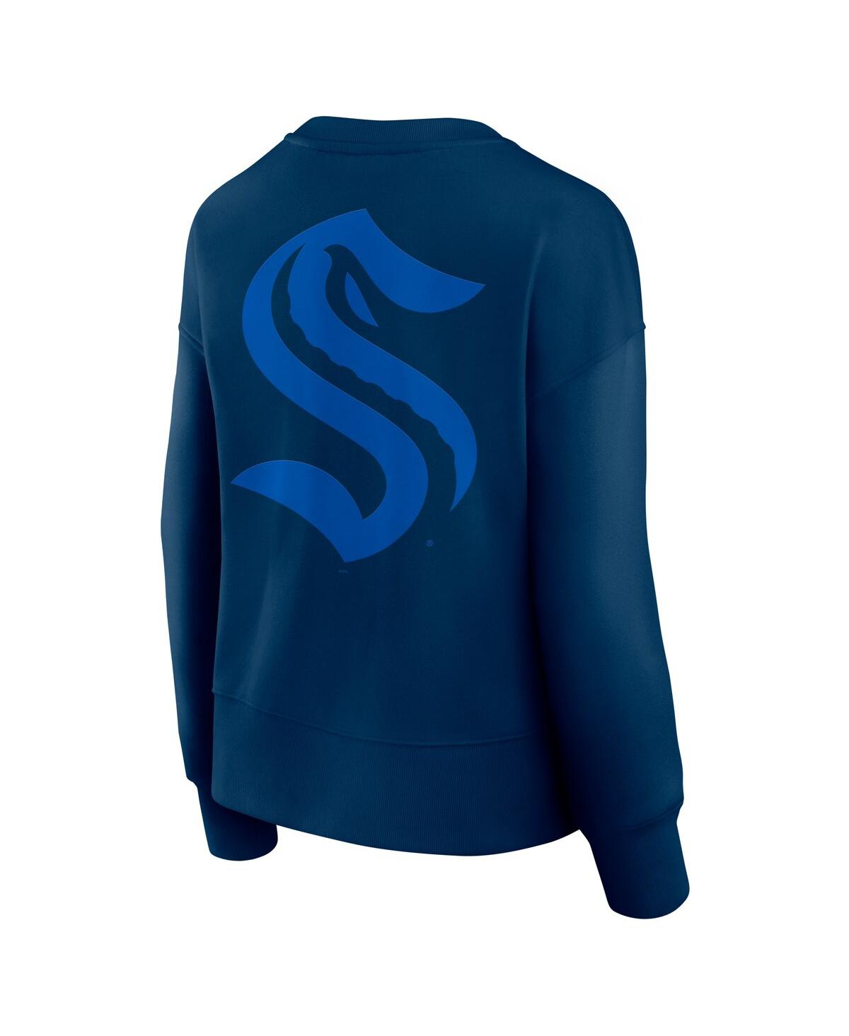 FANATICS WOMEN'S NAVY SEATTLE KRAKEN ELEMENTS FLOW PULLOVER SWEATSHIRT 