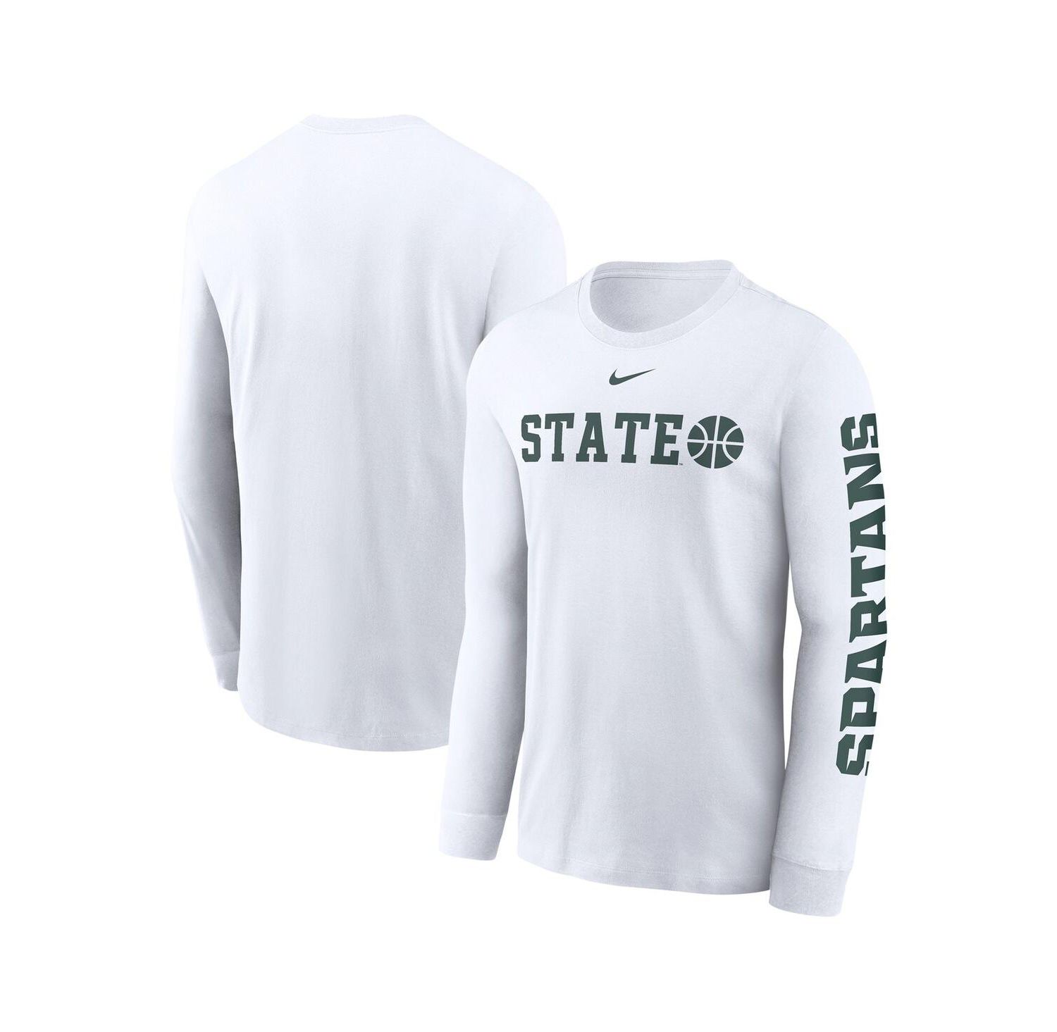 Men's White Michigan State Spartans Basketball Icon Two-Hit Long Sleeve T-Shirt