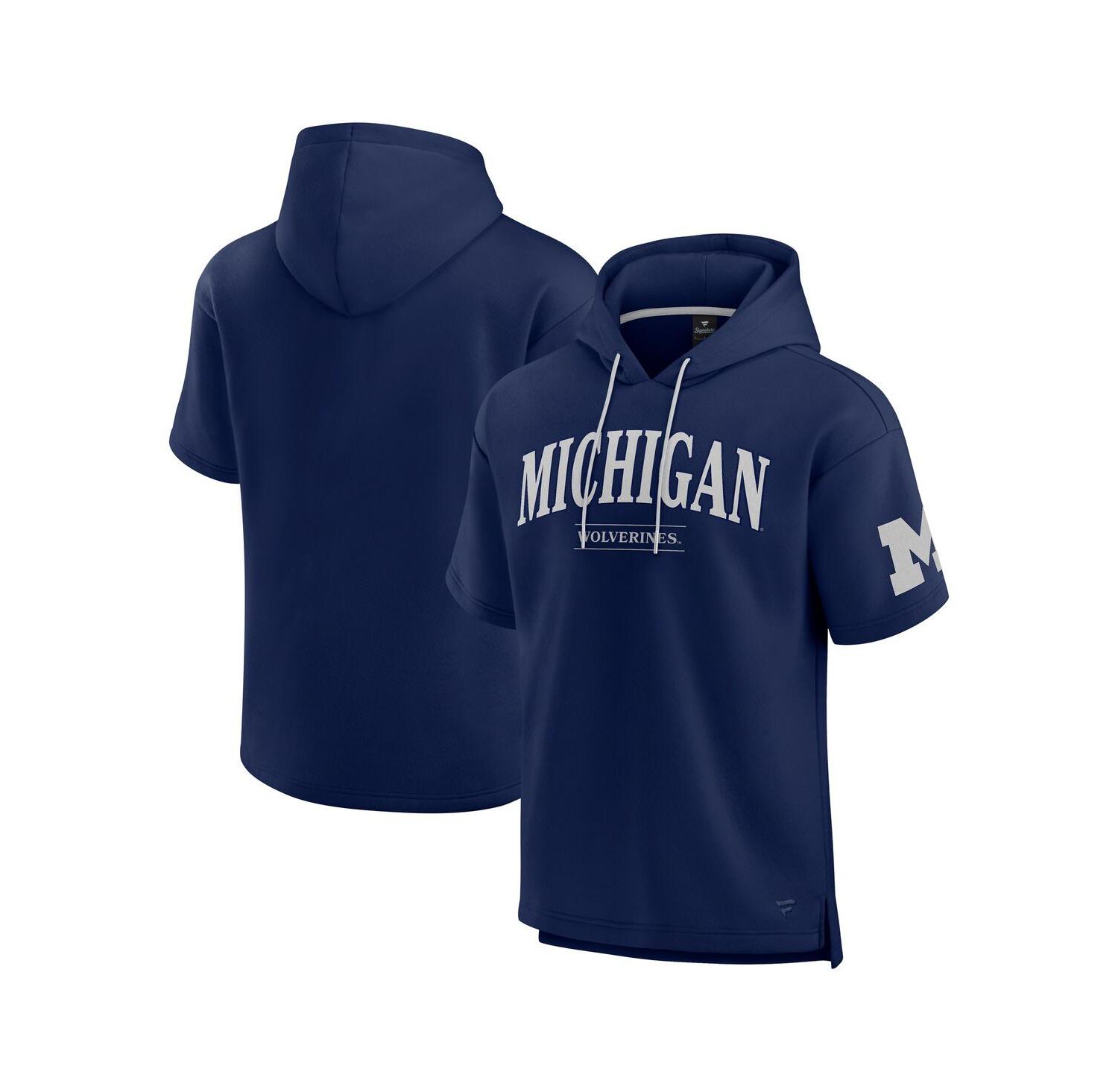 Men's Navy Michigan Wolverines Ready Short Sleeve Pullover Hoodie