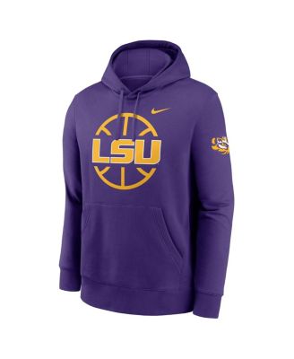 Men's Purple LSU Tigers Basketball Icon Club Fleece Pullover Hoodie
