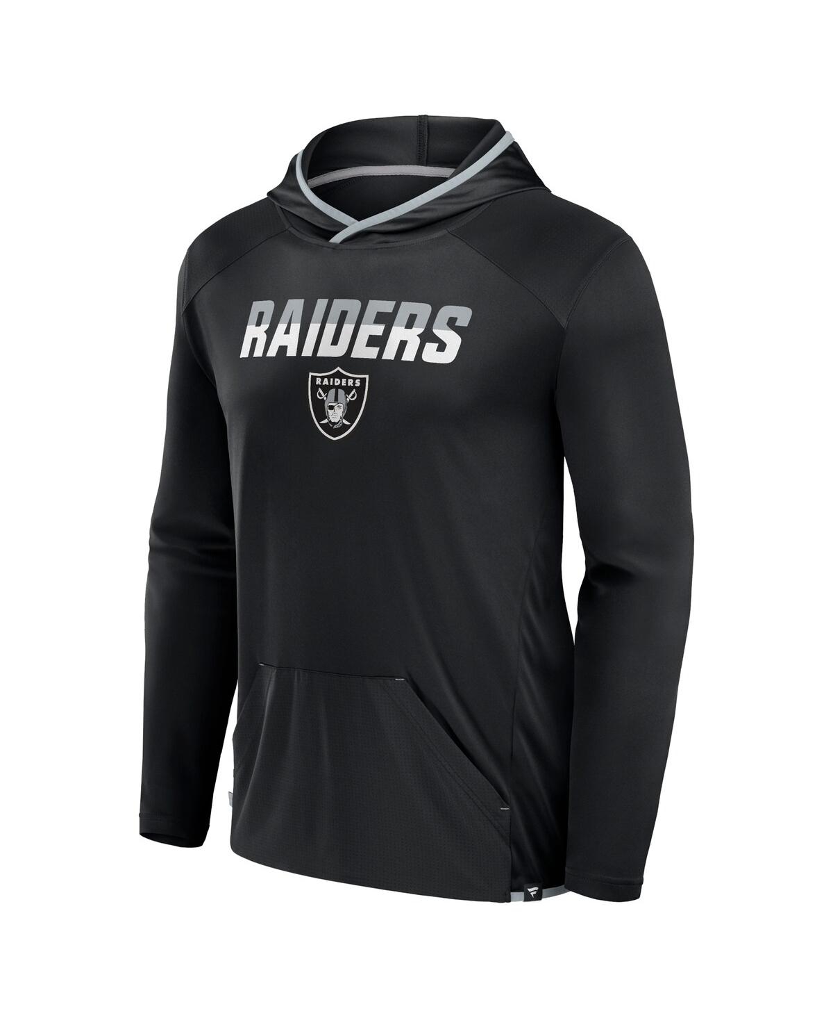Fanatics Men's Black Las Vegas Raiders Transitional Defender Hoodie Long Sleeve T-shirt In Black