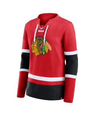 Women's Red Chicago Blackhawks Prime Time Lace-Up Long Sleeve T-Shirt
