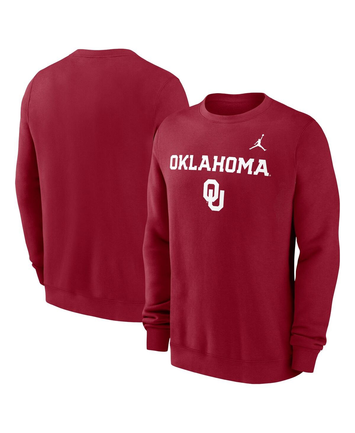 JORDAN MEN'S CRIMSON OKLAHOMA SOONERS PRIMETIME PRIMARY STACK PULLOVER SWEATSHIRT 