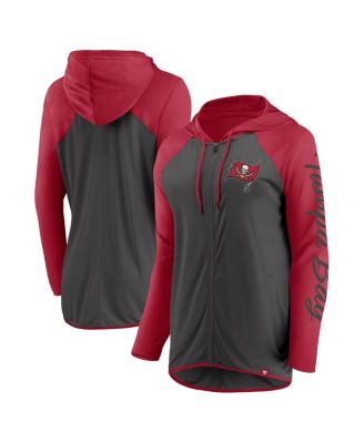 Fanatics - Women's Pewter/Red Tampa Bay Buccaneers Script Full-Zip Hoodie
