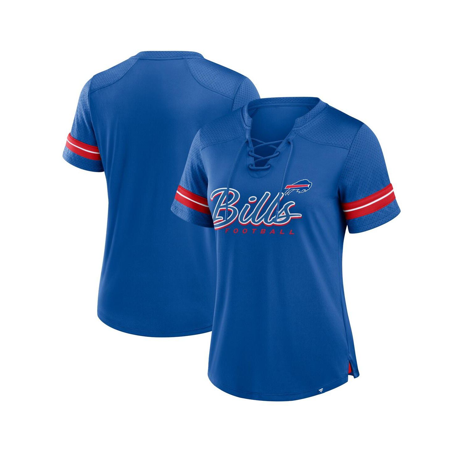 Women's Royal Buffalo Bills Play Script Lace-Up T-Shirt