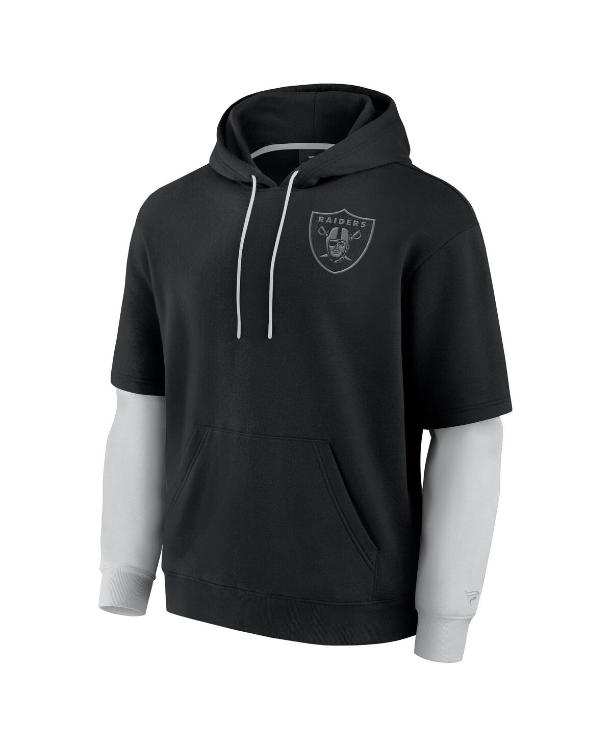 Shop Fanatics Men's And Women's Black Las Vegas Raiders Sleek Elements Pullover Hoodie