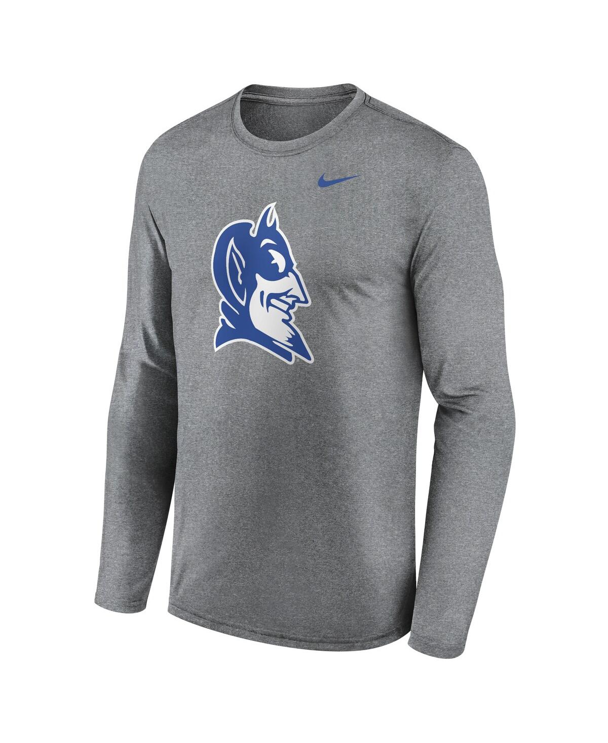 Nike Men's Heather Gray Duke Blue Devils Primetime Alternate Logo Legend Long Sleeve T-shirt In Heather Gray
