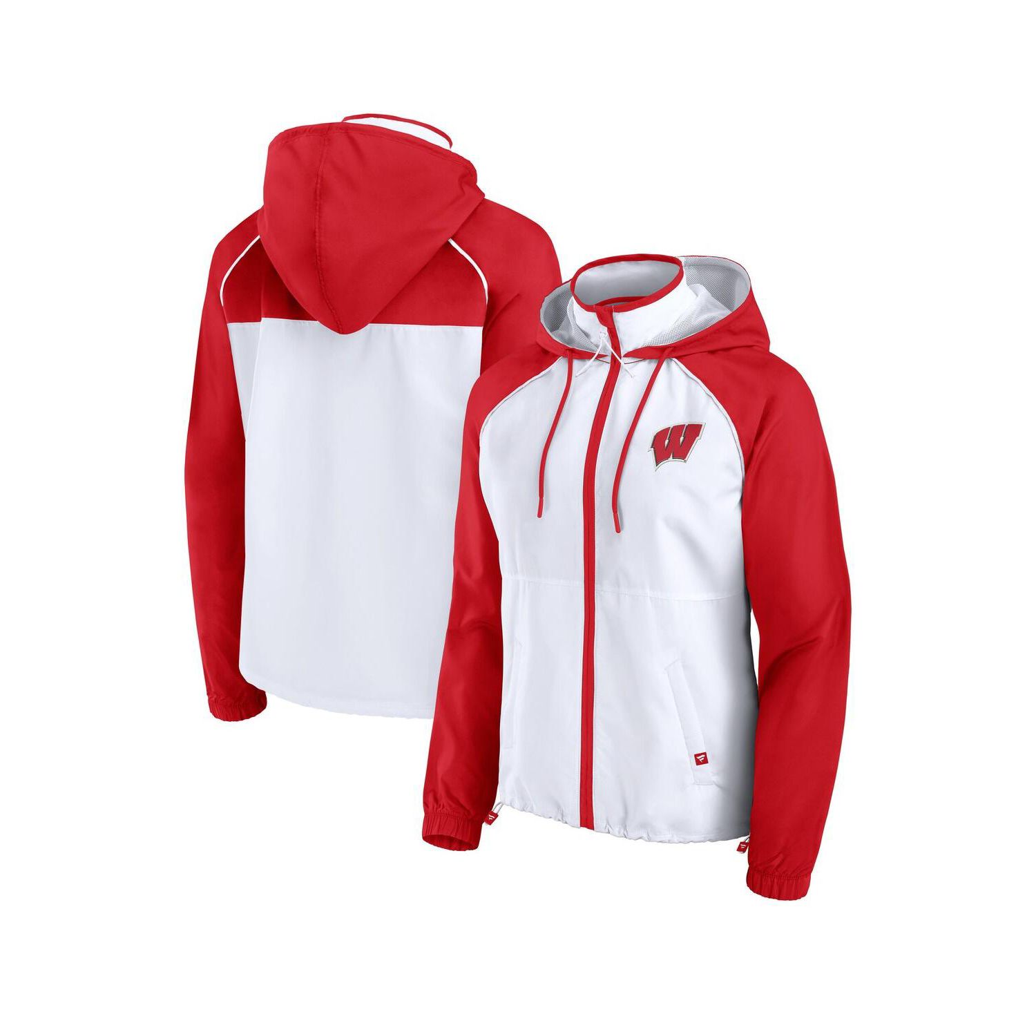 Women's White Wisconsin Badgers Full-Zip Anorak Hoodie Jacket