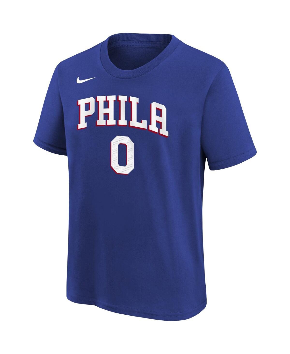 Nike Big Boys And Girls Tyrese Maxey Royal Philadelphia 76ers Icon Name Number T-shirt In Royal