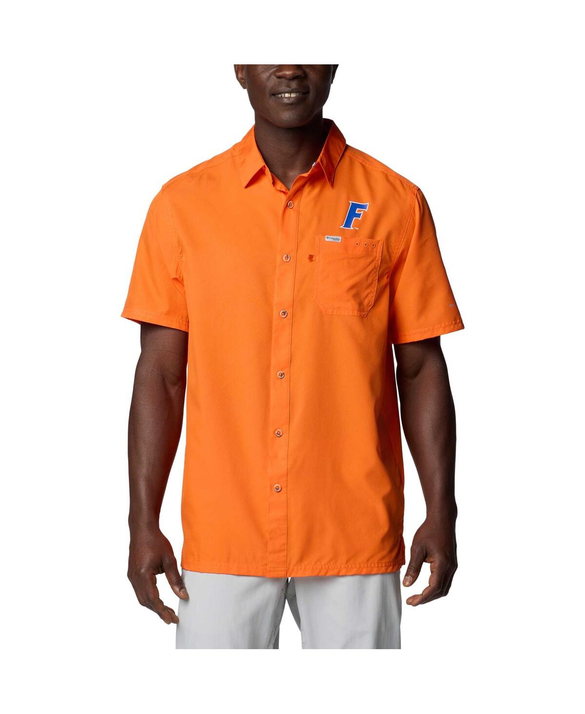 Shop Columbia Men's Orange Florida Gators Pfg Slack Tide Omni-shade Button-up Camp Shirt