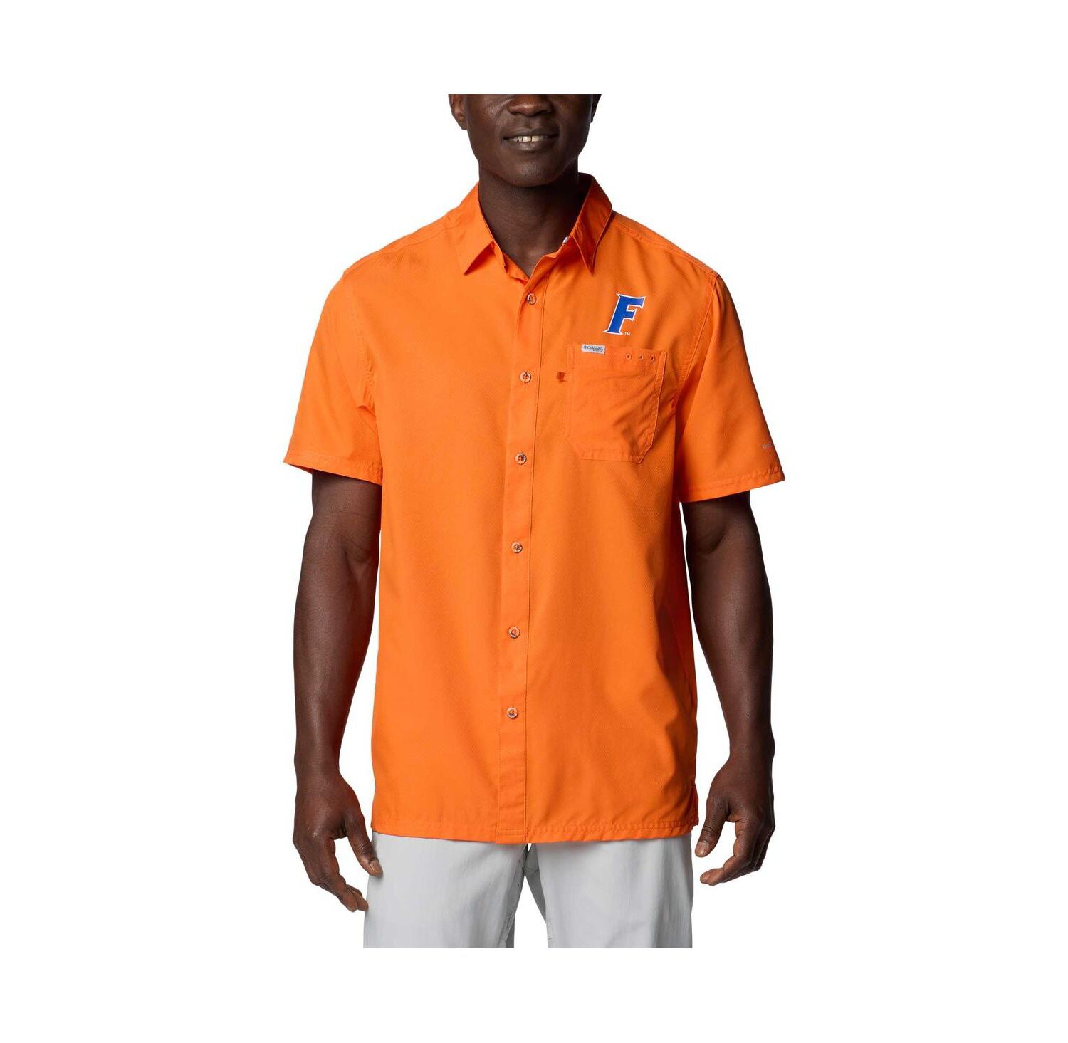 Men's Orange Florida Gators PFG Slack Tide Omni-Shade Button-Up Camp Shirt