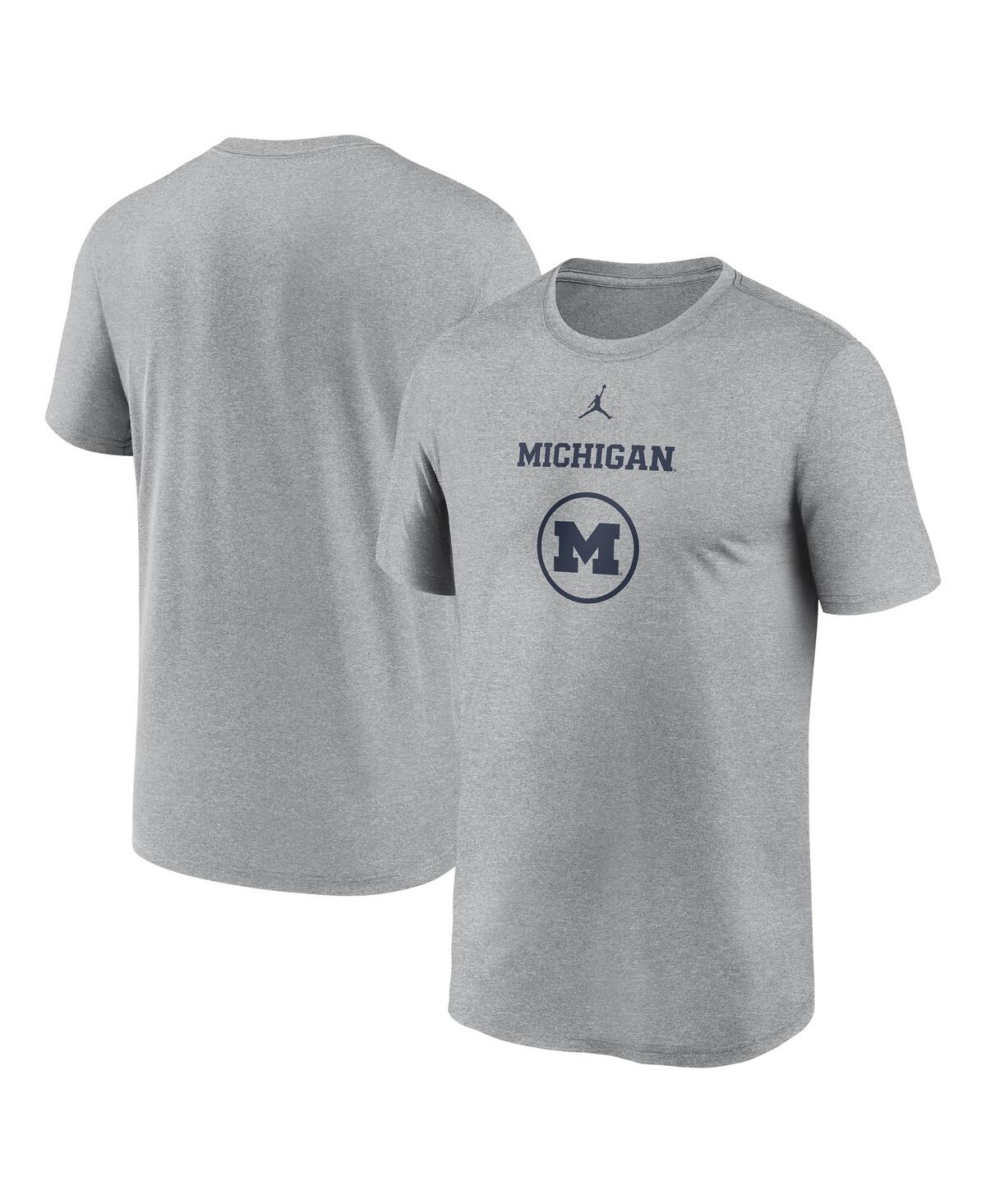 Jordan Men's Heather Gray Michigan Wolverines On-court Basketball Legend Practice Performance T-shirt In Heather Gray