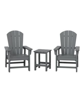 Kids 3-Piece Outdoor HDPE Adirondack Chairs With Square Side Table Set