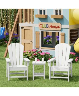Kids 3-Piece Outdoor HDPE Adirondack Chairs With Square Side Table Set