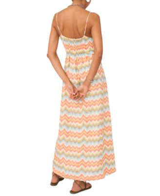 Women's Printed V-Neck Sleeveless Maxi Dress