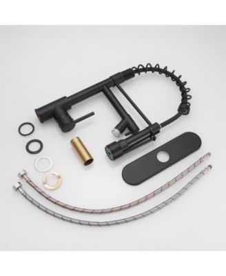 LED Light and Deck Plate Single Handle Deck Mount Pull Down Sprayer Kitchen Faucet