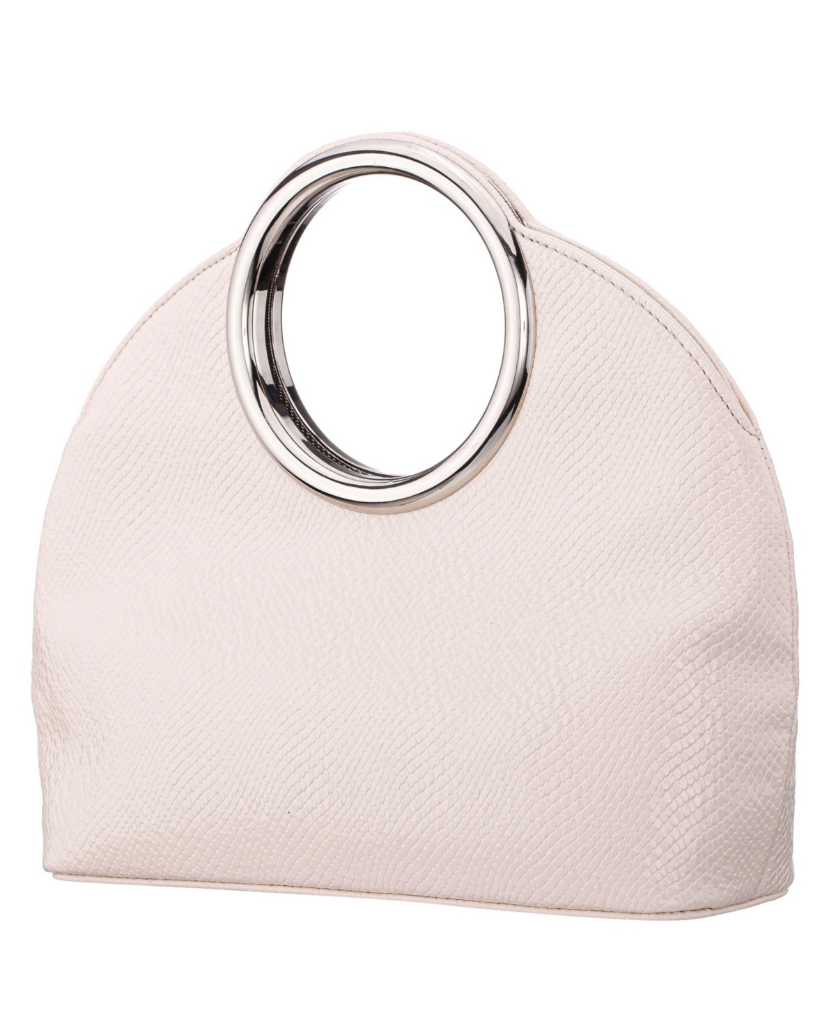 Shop Nina Metal Handles Embossed Snake Hobo Bag In Ivory