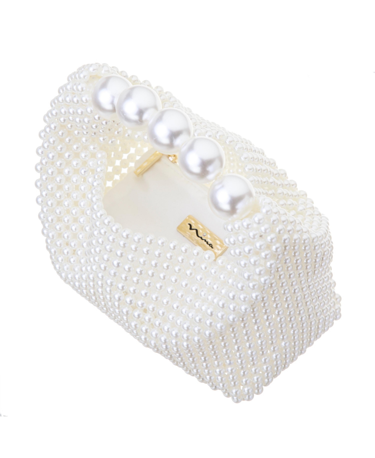 Nina Large Beaded Handle Hobo Bag In Ivory