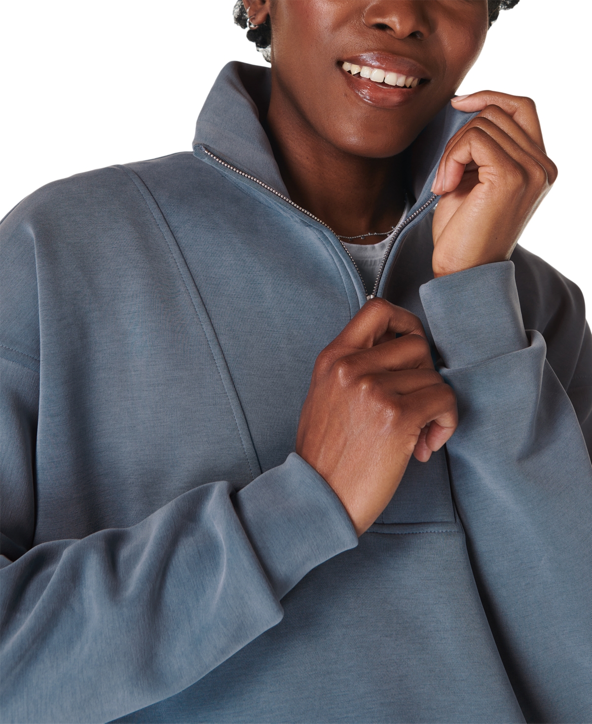Sweaty Betty Half Zip Fleece Pullover In Subdued Blue