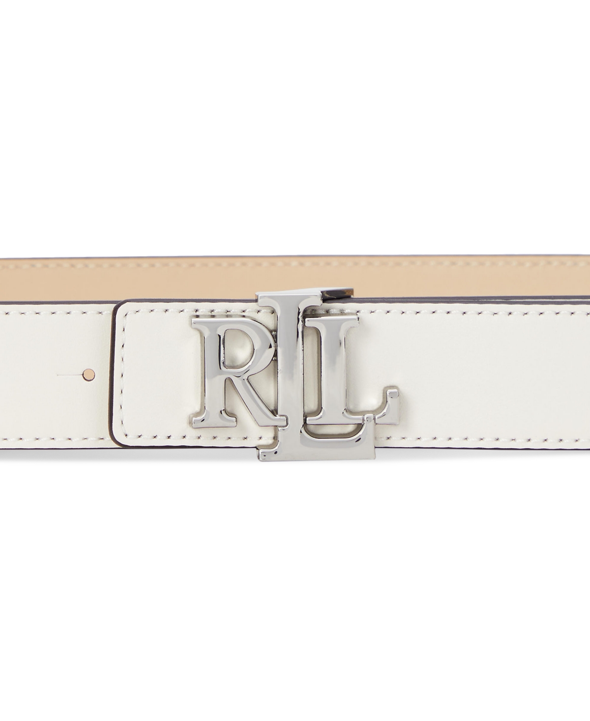 Ralph Lauren Logo Reversible Leather Belt In Soft White,sand Dune